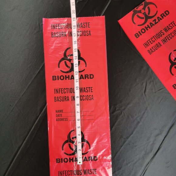 Lot of 30 Biohazard Plastic Bags Red Halloween Cosplay Decorations Zombie - Picture 10 of 10